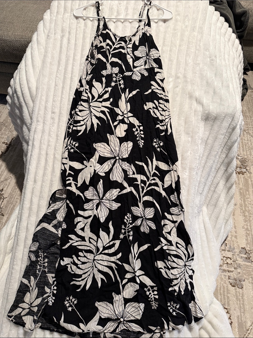 Black & White Floral Maxi Skirt by